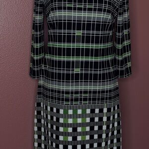 Stylish Black and Green Checkered Dress